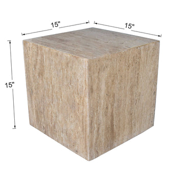 Felix 15" Contemporary Natural Marble Handmade Cube End Table